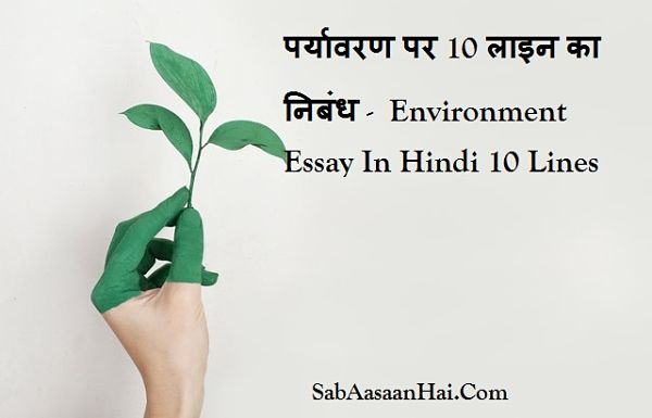 Environment essay In Hindi 10 Lines
