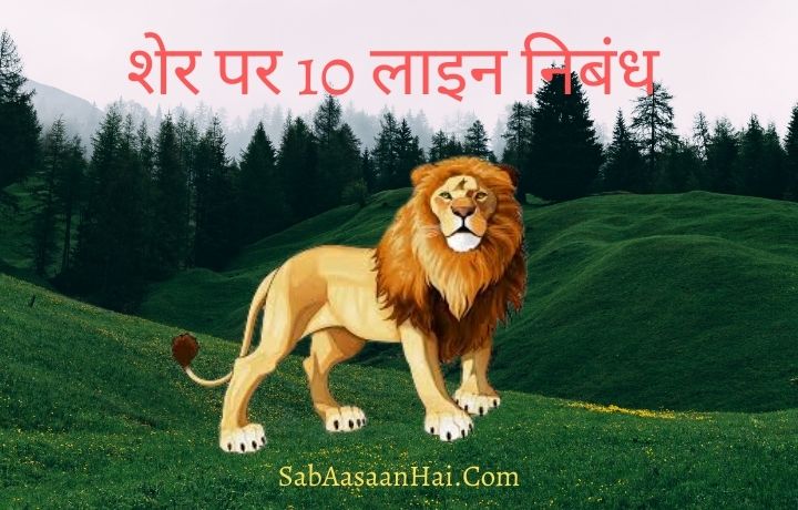 10 Lines on Lion In Hindi